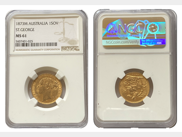 1873 MELBOURNE MINT SOVEREIGN MS61