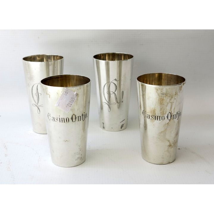 SET OF 4 GERMAN SILVER BEAKERS
