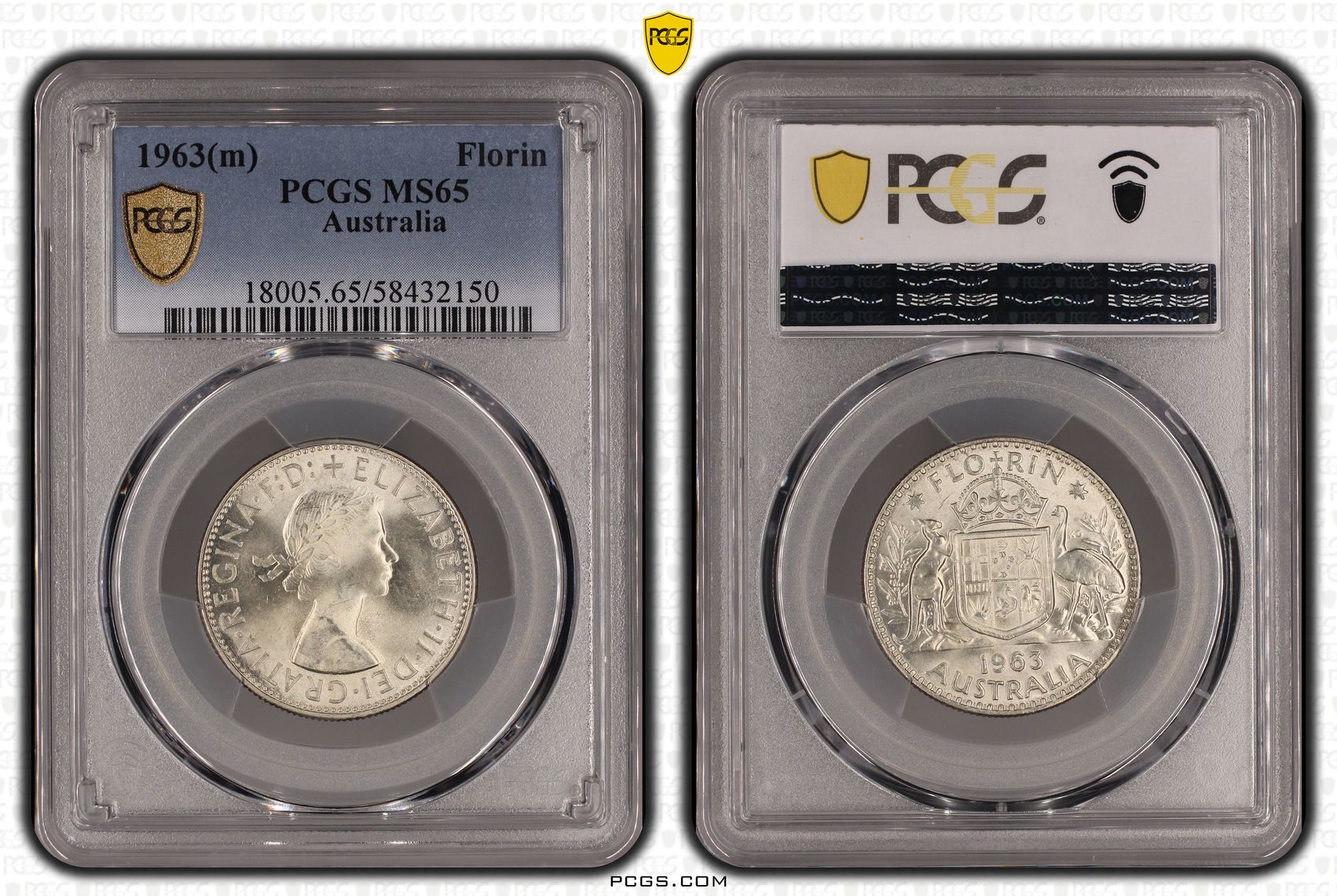 Elizabeth II, Florin, 1963, PCGS MS65