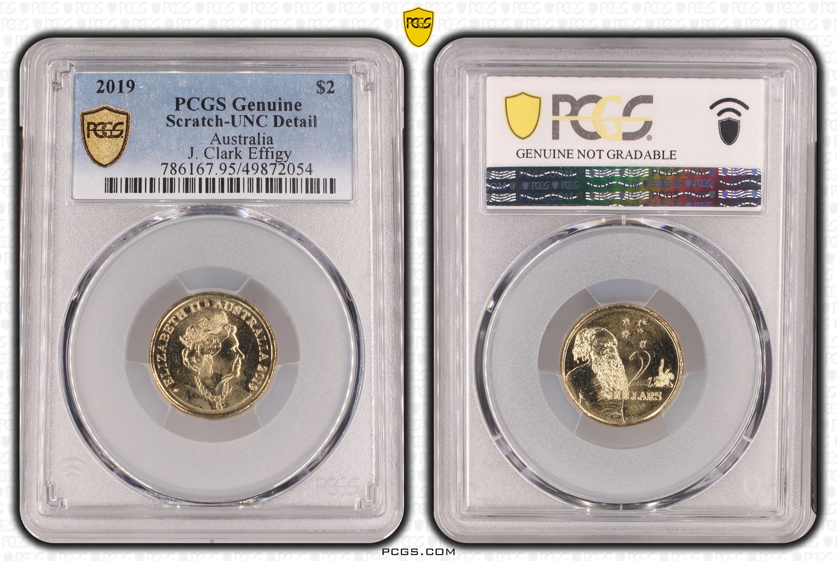 497 · Elizabeth II, J. Clark Effigy, Two Dollar, 2019, PCGS Genuine  - UNC Details (95 - Scratch)
