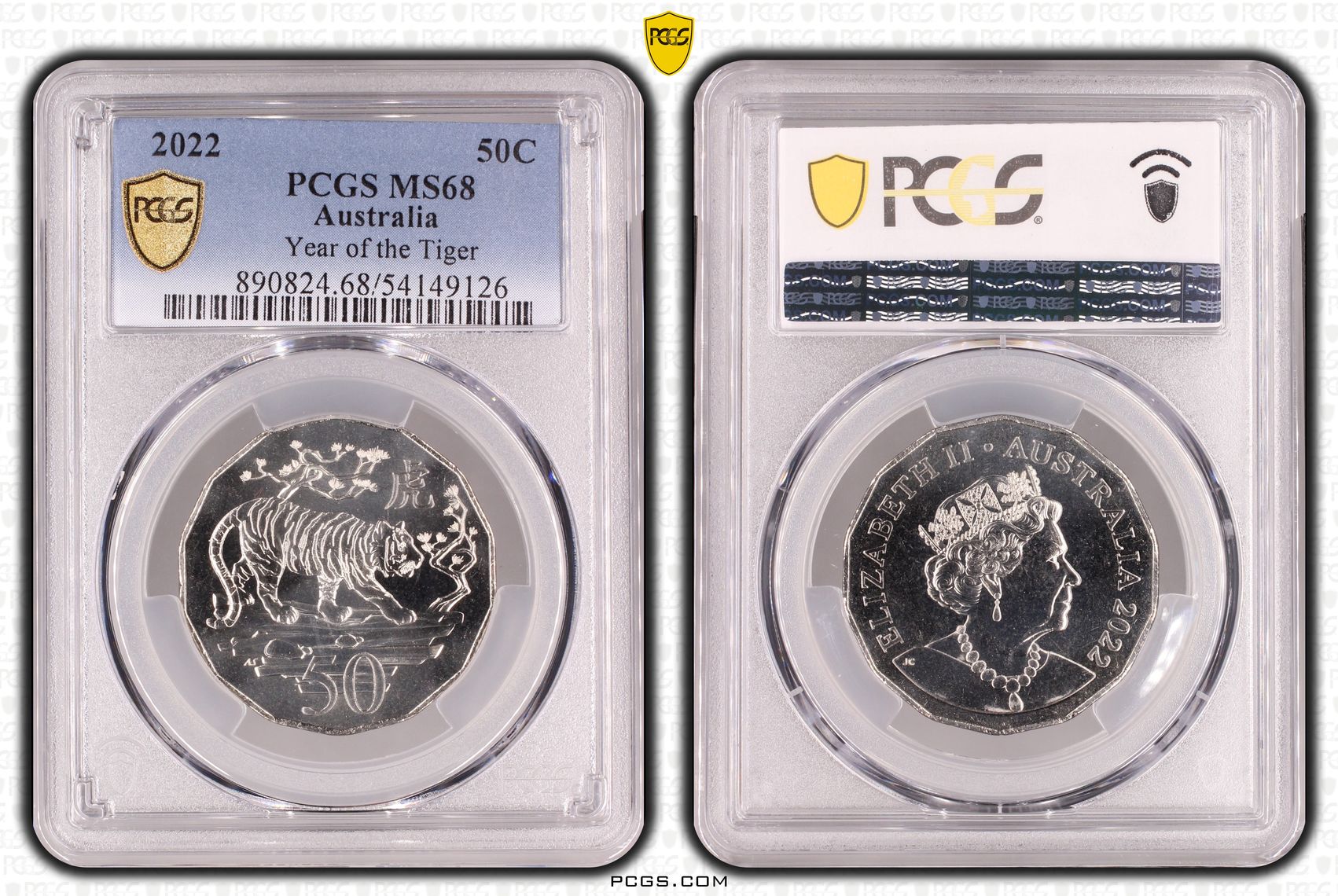 168 · Year of the Tiger, Fifty Cent, 2022, PCGS MS68