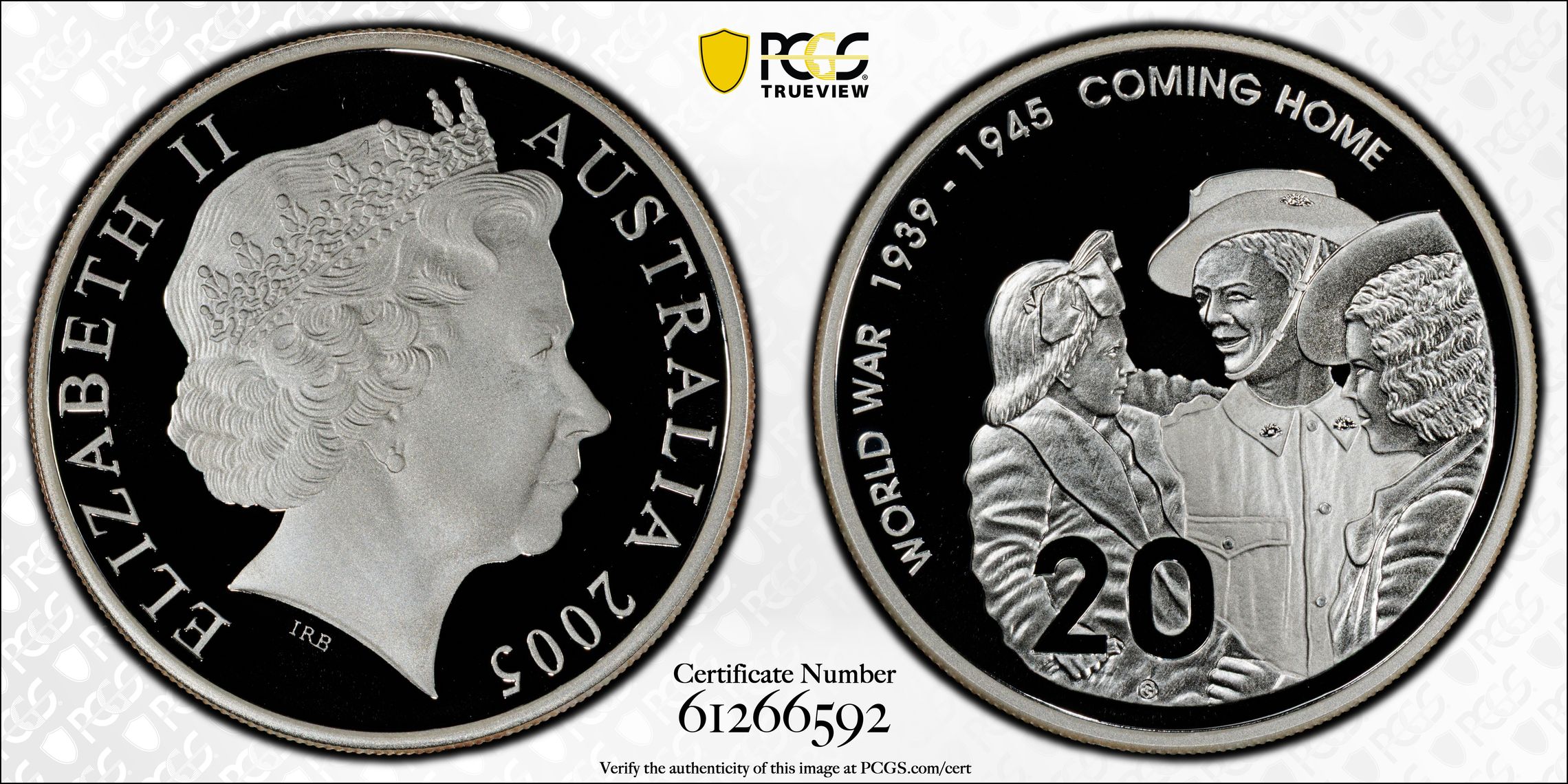End of WWII Silver, Twenty Cent, 2005, PCGS PR69DCAM