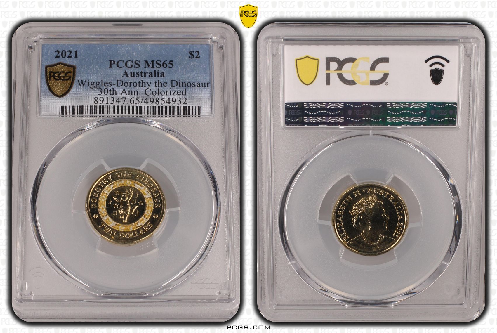 473 · Wiggles-Dorothy the Dinosaur , Two Dollar, 2021, PCGS MS65