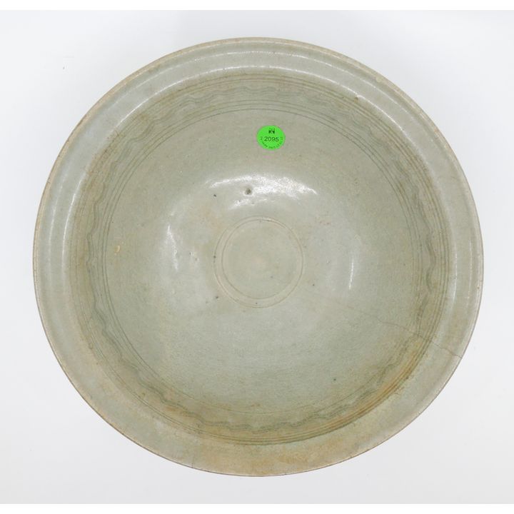 Thai Sawankhalok 16th Cent. Celadon Bowl 11'' - Hairline cracks