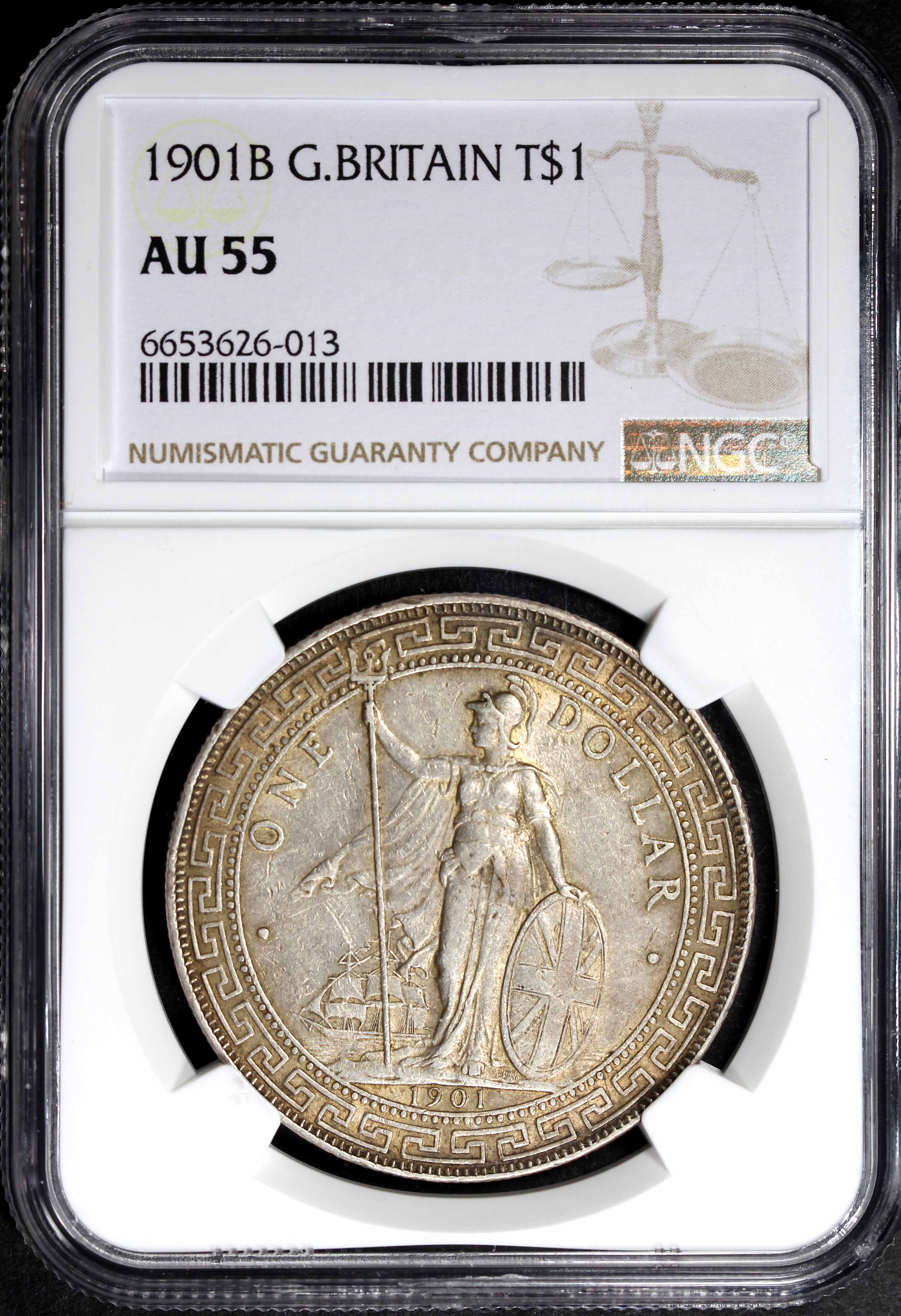 Great Britain, 1901B, Trade Dollar, NGC AU55. | Unique World Coin 
