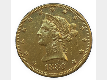 1880 USA LIBERTY HEAD GOLD 10 DOLLAR COIN