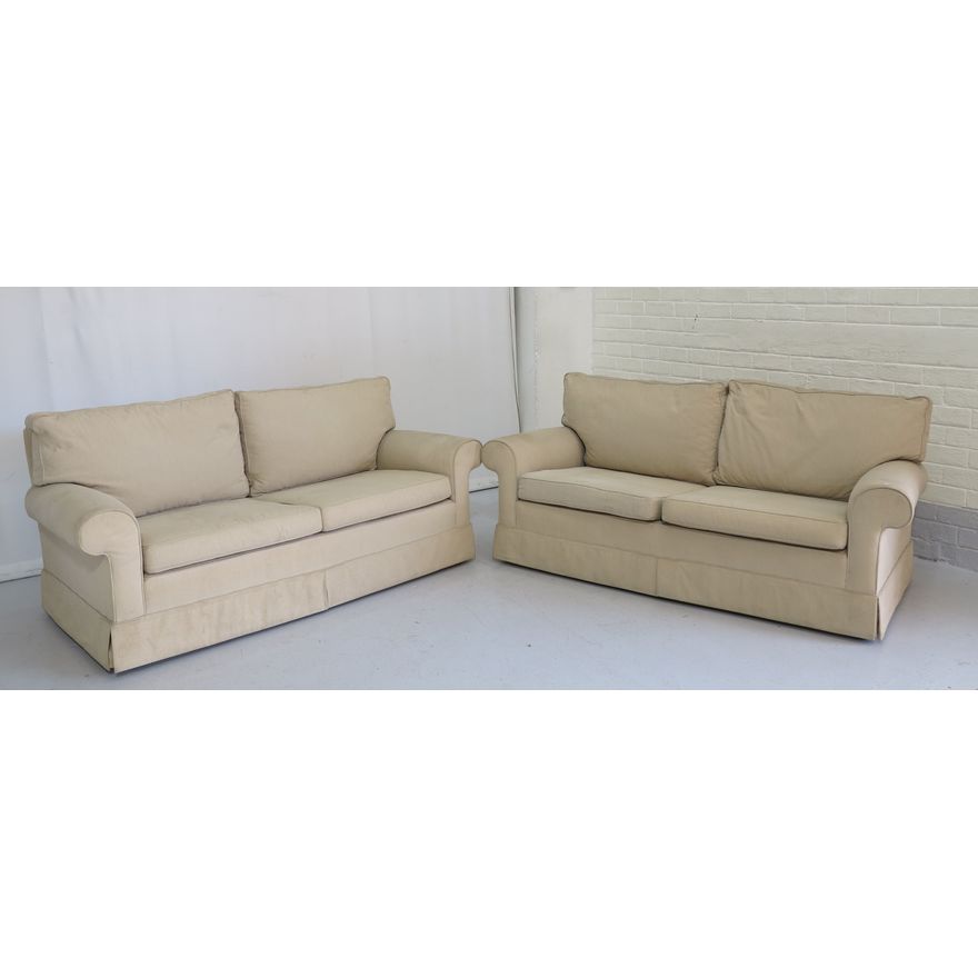 PAIR OF UPHOLSTERED SOFAS