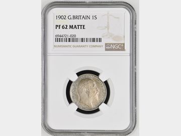 1902 EDWARD VII MATTE PROOF SILVER SHILLING PF62