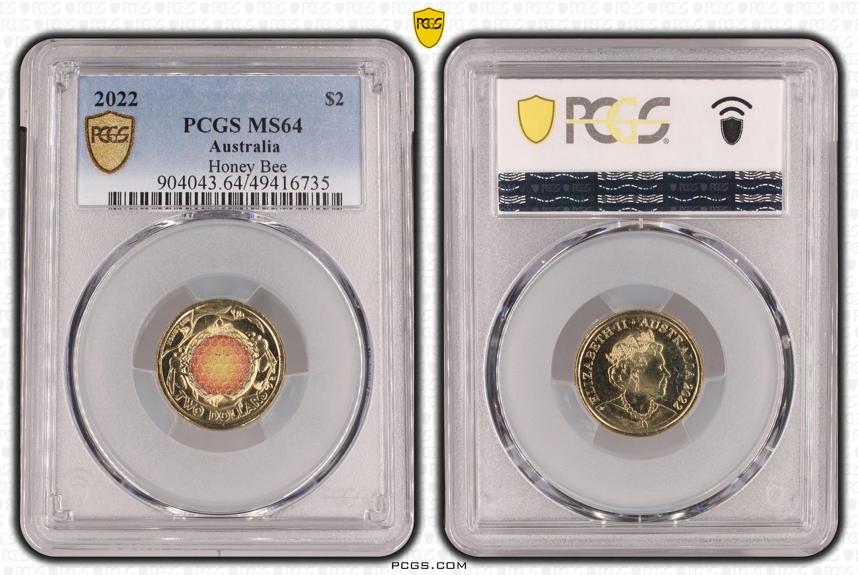 Elizabeth II, Honey Bee Colorized , Two Dollar, 2022, PCGS MS64