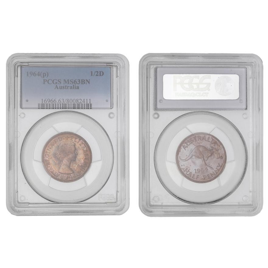 Elizabeth II, Halfpenny, 1964, PCGS MS63BN