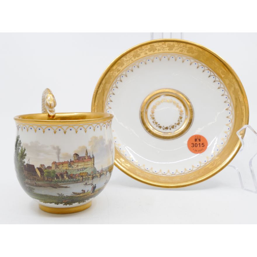 Meissen 'View of Meissen' Pictorial Cup & Saucer