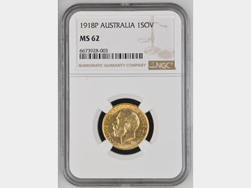 1918 GEORGE V PERTH MINT GOLD SOVEREIGN MS62