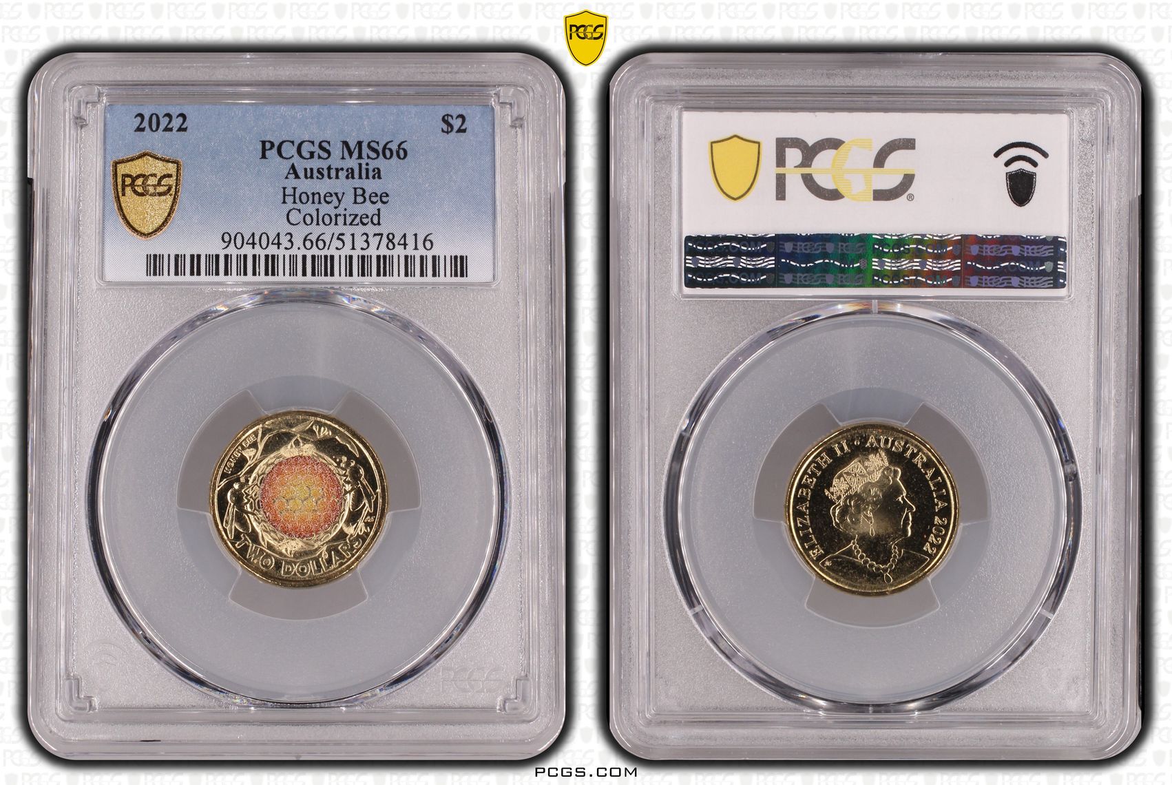 Honey Bee Colorized, Two Dollar, 2022, PCGS MS66