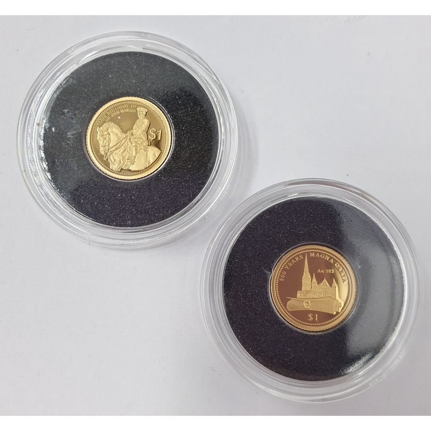 Cook Isl. Mini 14ct Gold Coins (x2)