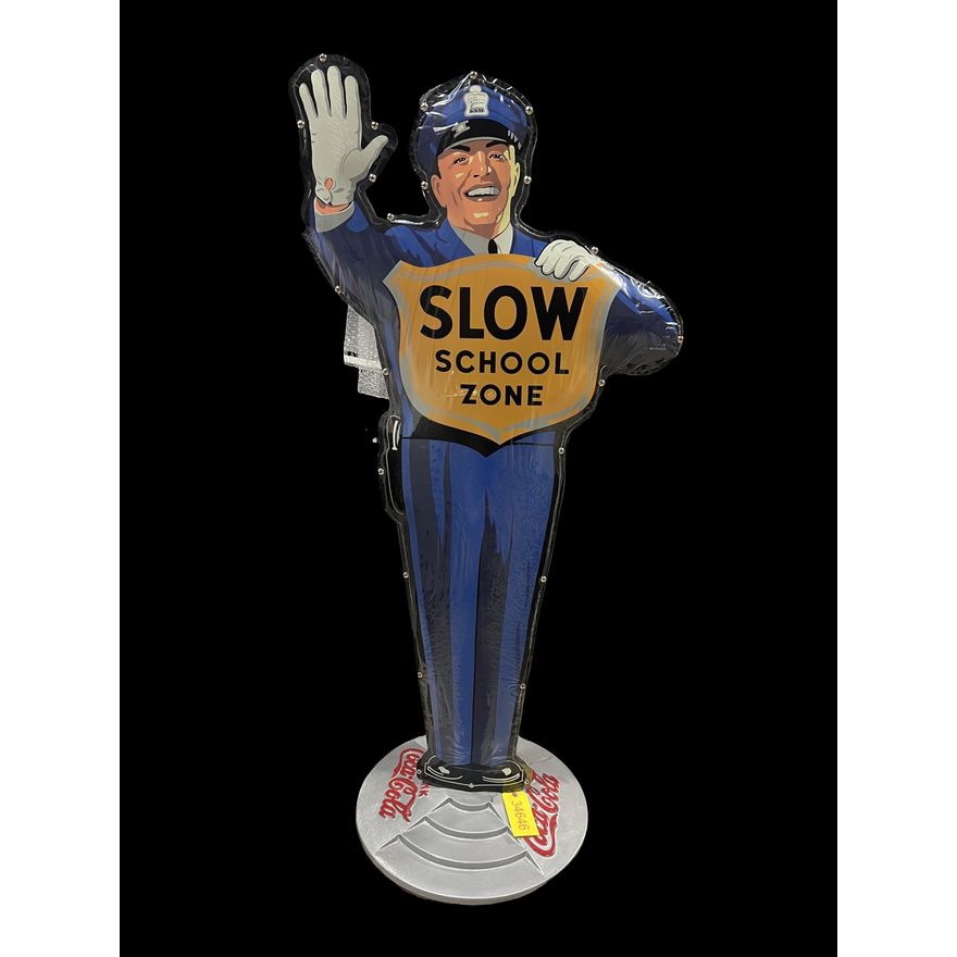 Reproduction Coca Cola Coke Police Slow School Zone Sign