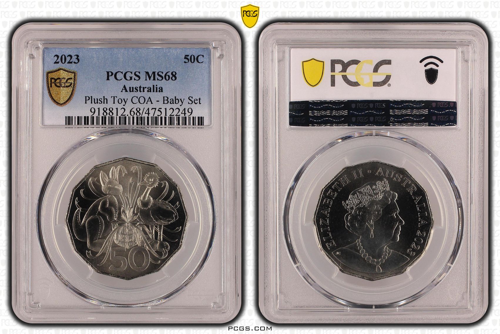 Plush Toy COA - Baby Set, Fifty Cent, 2023, PCGS MS 68