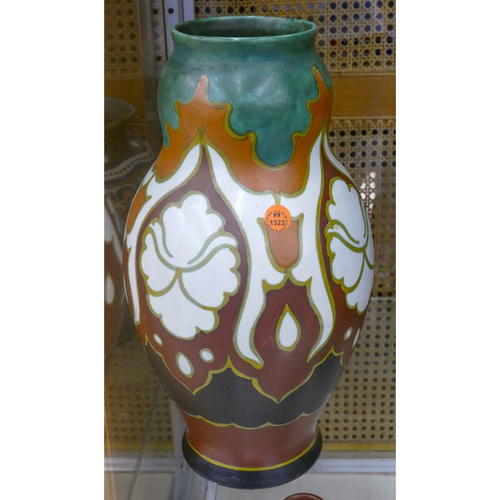 Gouda Holland Art Pottery Gourd Shaped Vase 14.5''