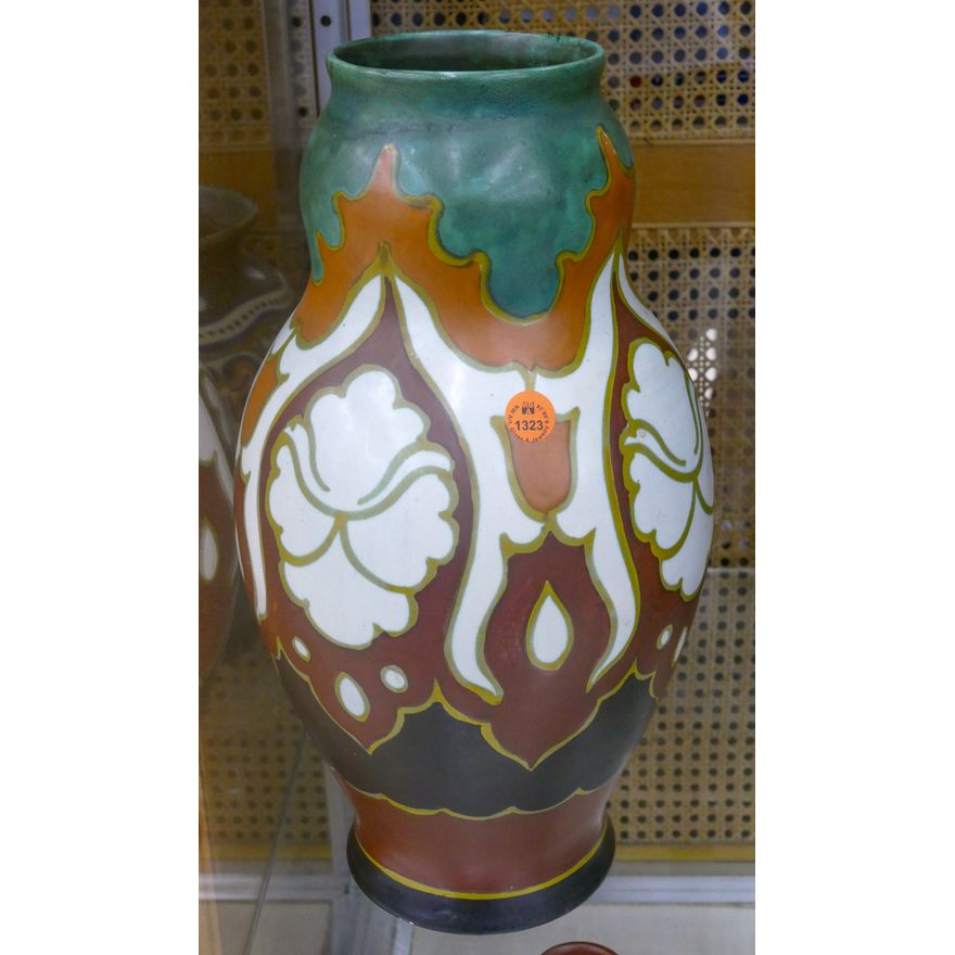 Gouda Holland Art Pottery Gourd Shaped Vase 14.5''