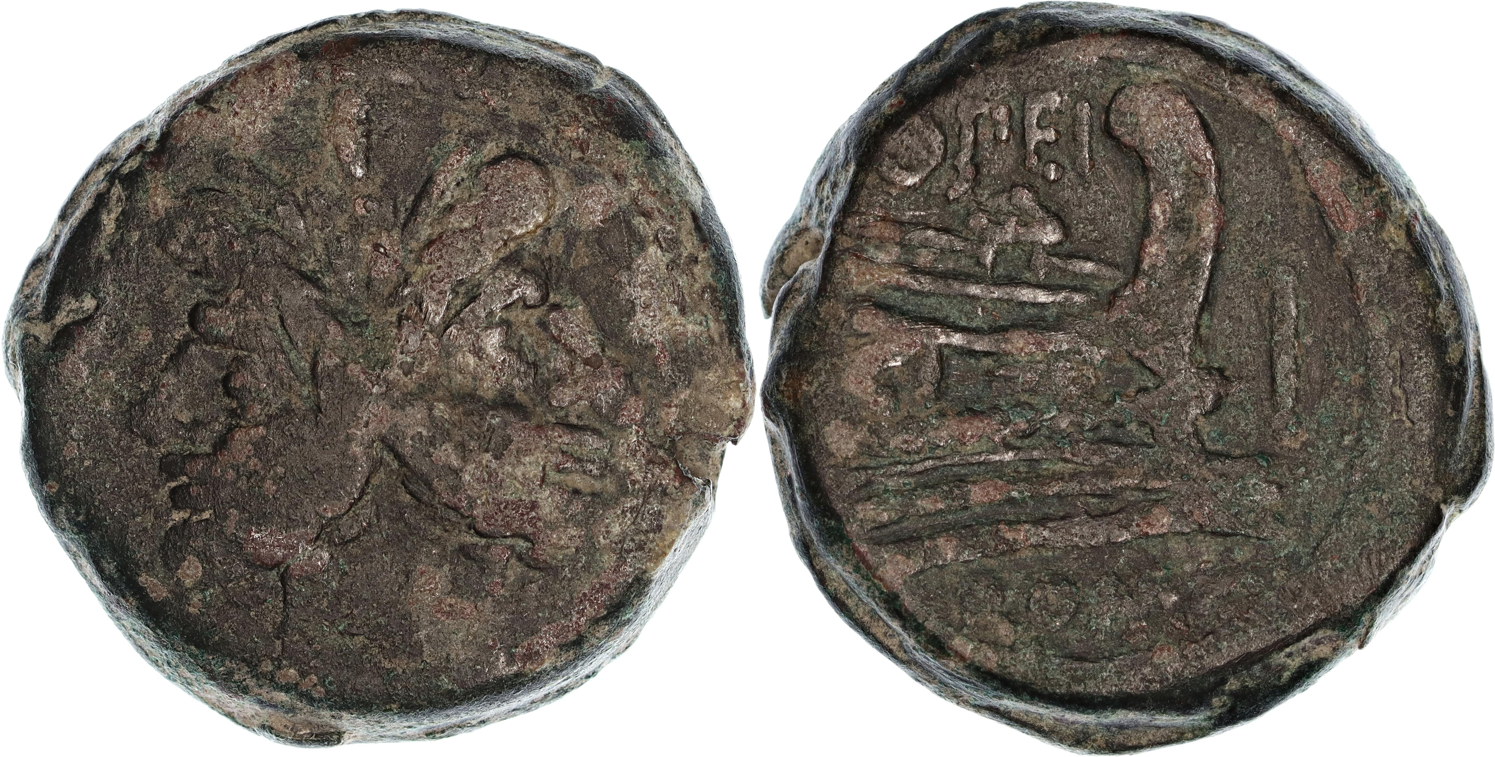 Roman Republic, Q. Opimius, Æ As, 169-158 BC, VF