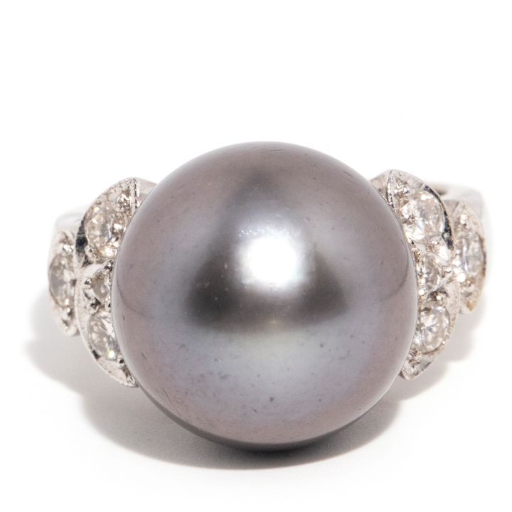 14.5mm Tahitian Peal & Diamond Ring,