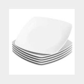 Pacific Scallop White Porcelain Square - 4 Dinner Plates - White - 6 Pack -Bar 9902124602973- 51745/28935