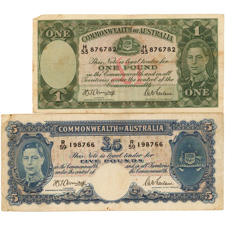 Armitage/McFarlane, One Pound - Five Pounds, 1941 - 1942, Fine