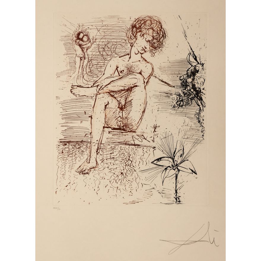Salvador Dali ''Narcissus'' (Narcisse) 1963 Etching