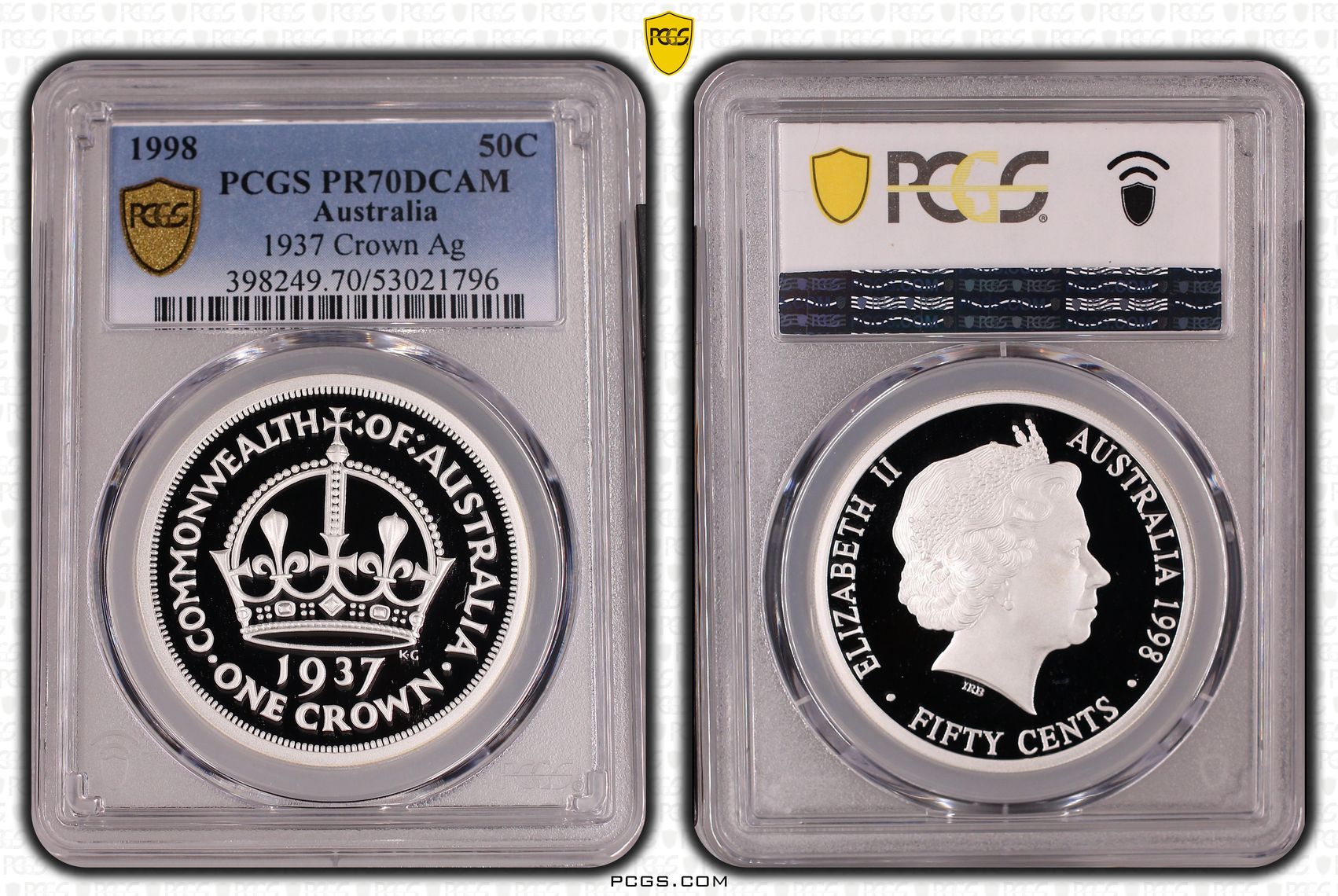 1937 Crown Silver, Fifty Cents, 1998, PCGS PR70DCAM