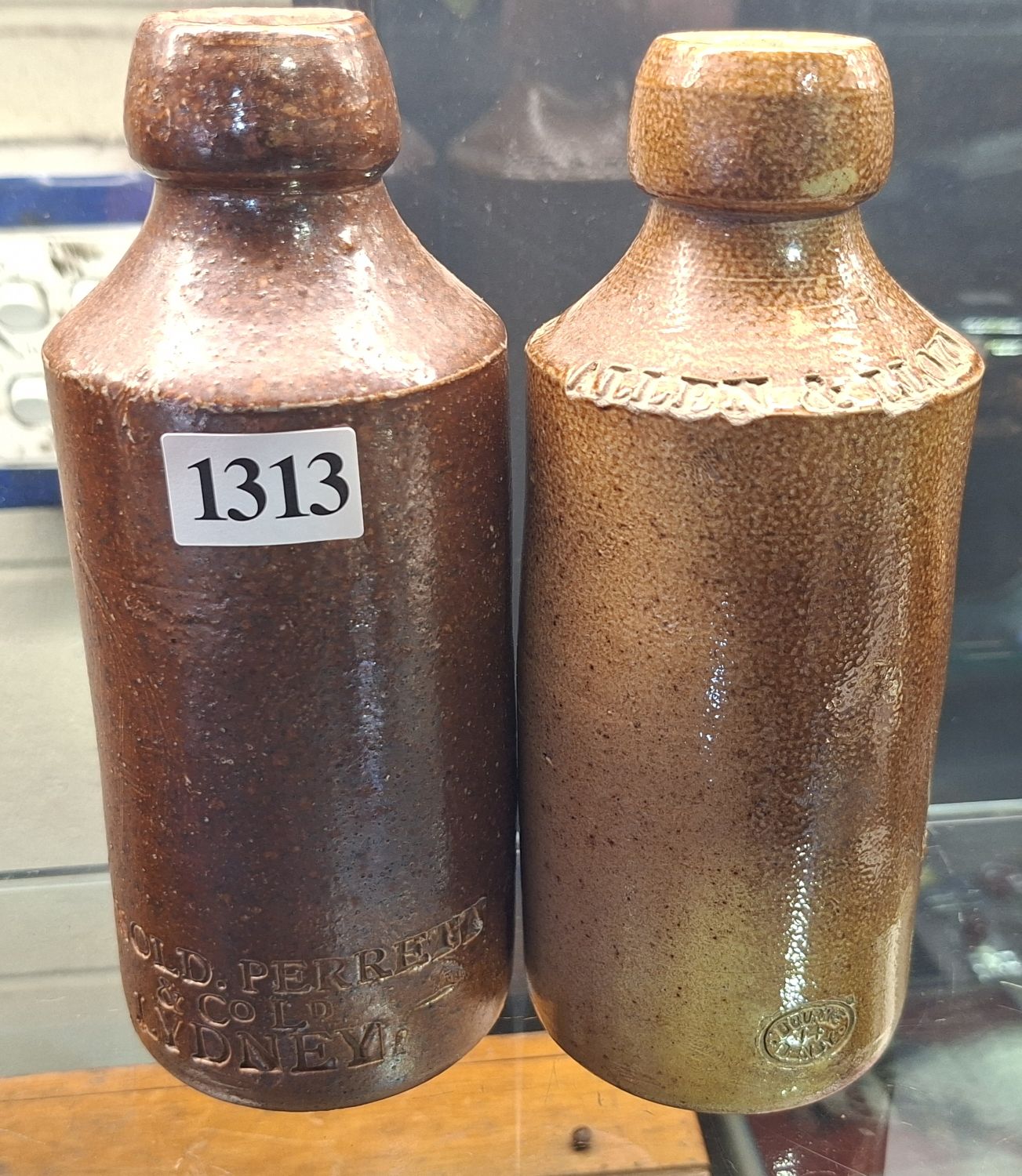 Two Stoneware Ginger Beer Bottles
