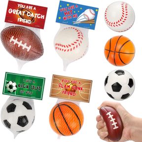 THREMHOO 12 PCS STRESS BALLS FOAM BOUNCY BALLS FOR KIDS PINATA FILLER GOODIE BAG STUFFERS EASTER GIFTS BASKETBALL FOOTBALL PARTY F