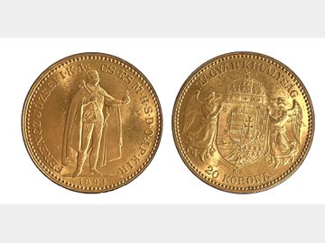 1893 HUNGARIAN 20 KORONA (.900) GOLD COIN