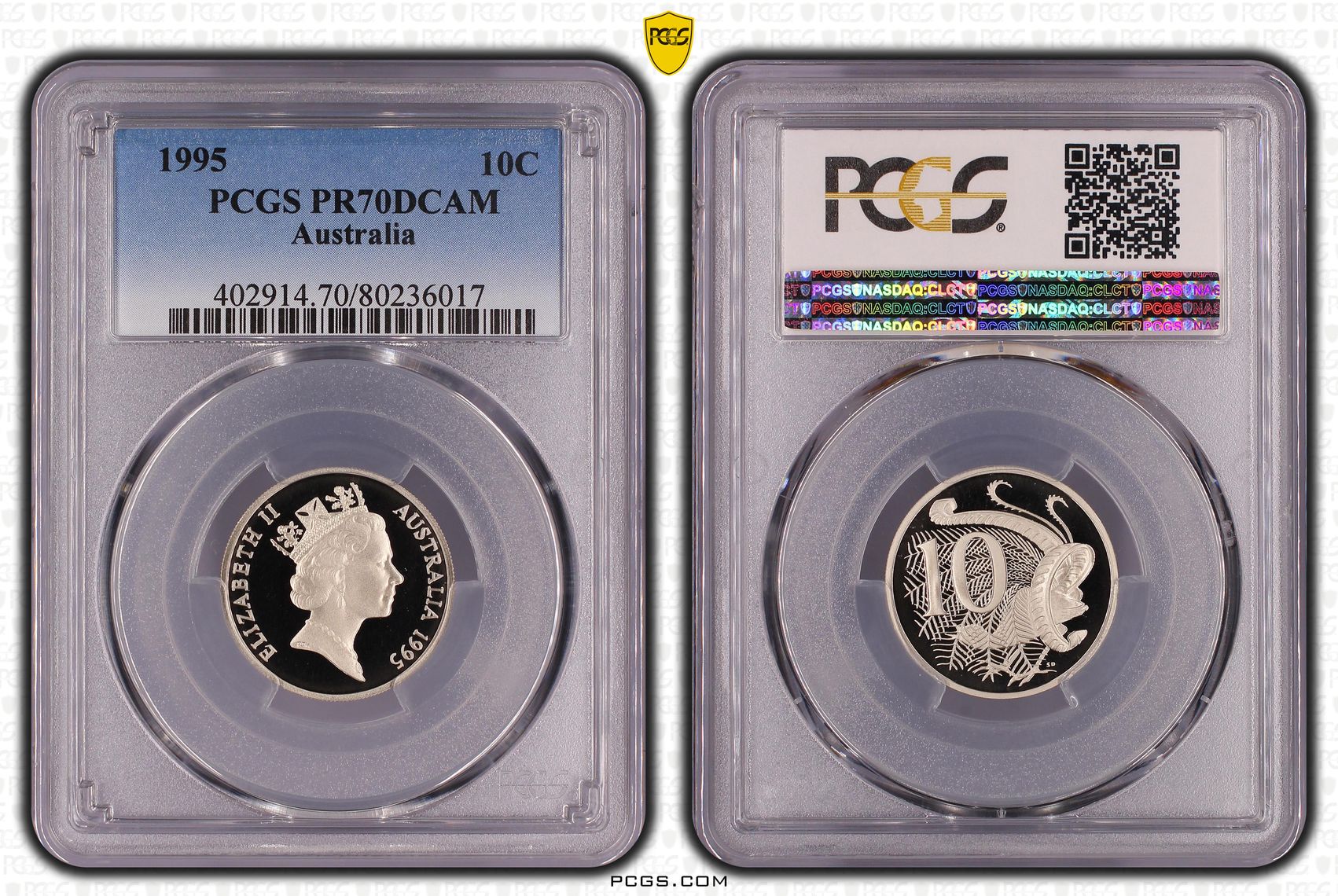 Top pop, Ten Cent, 1995, PCGS PR70DCAM