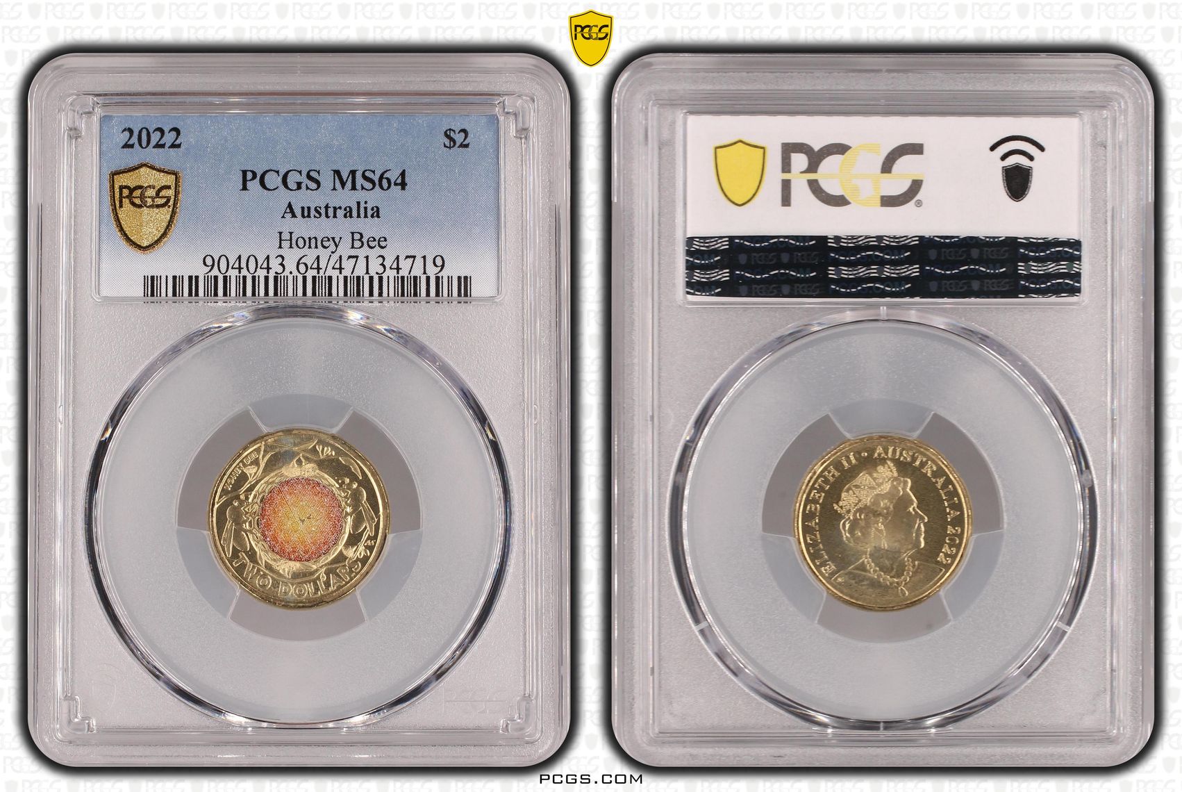 Elizabeth II, Honey Bee Colorized, Two Dollar, 2022, PCGS MS64
