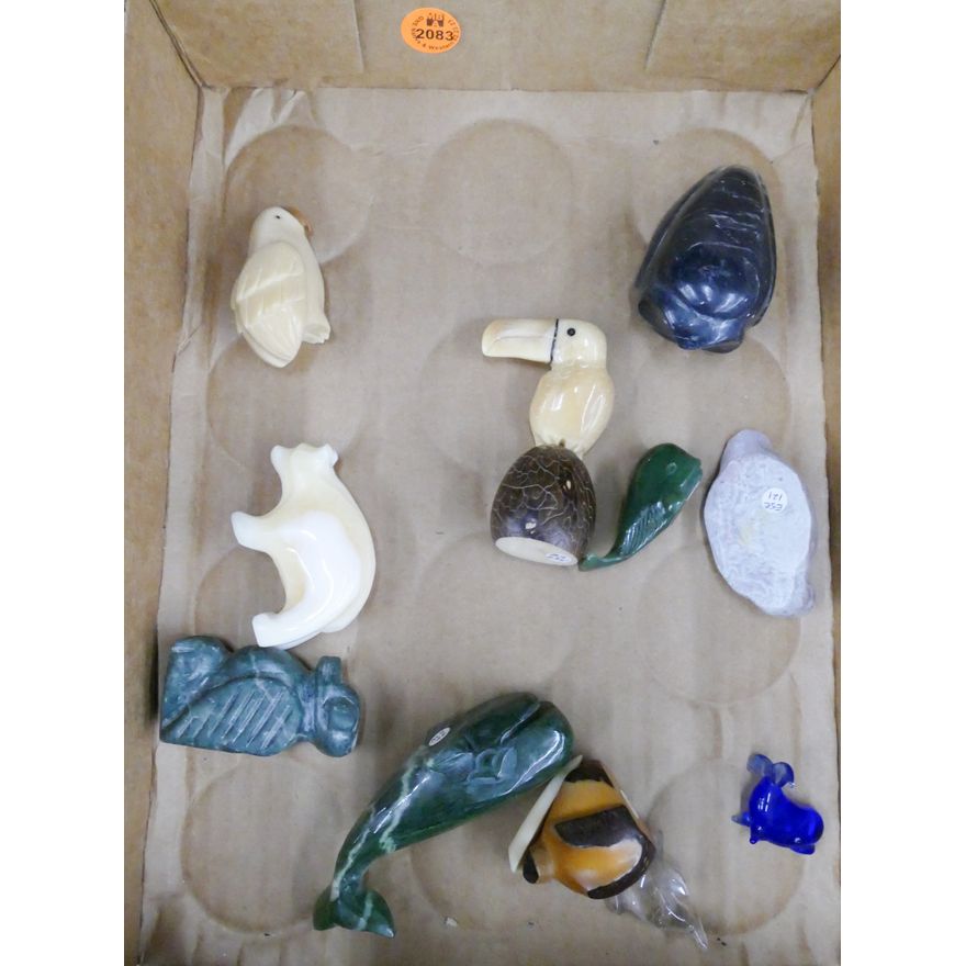 Box Misc. Small Stone Animal Carvings etc.