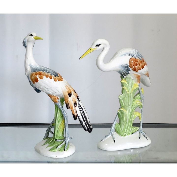 PAIR OF LARGE ITALIAN CERAMIC EGRETS