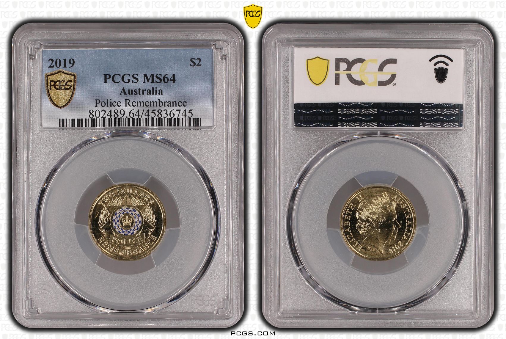 Police Remembrance Colourised, Two Dollar, 2019, PCGS MS64