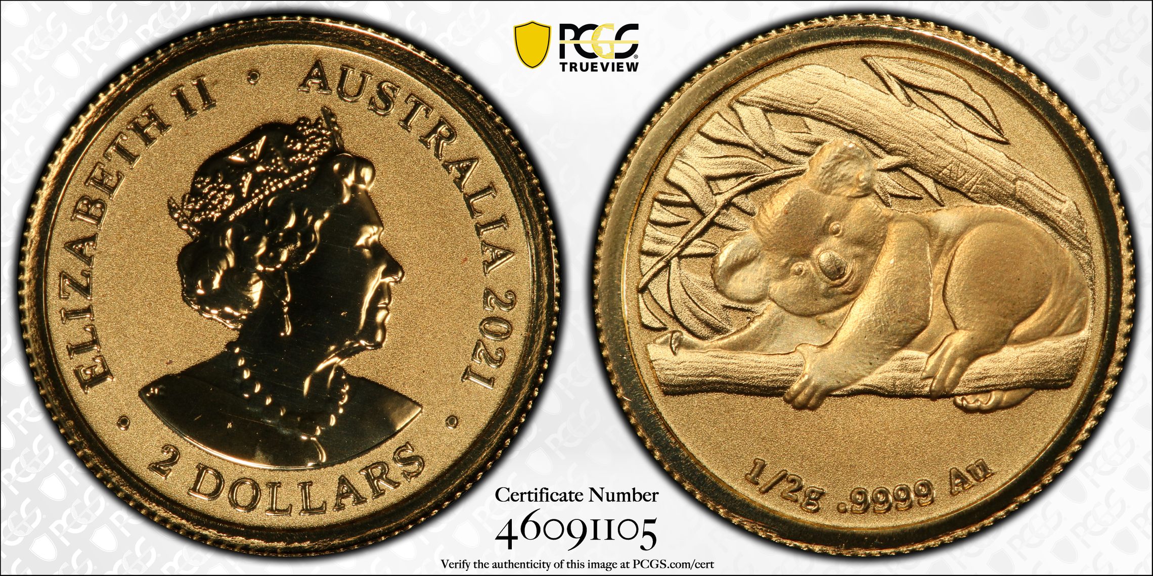 Koala, 12/0, Two Dollars, 2021, PCGS MS69