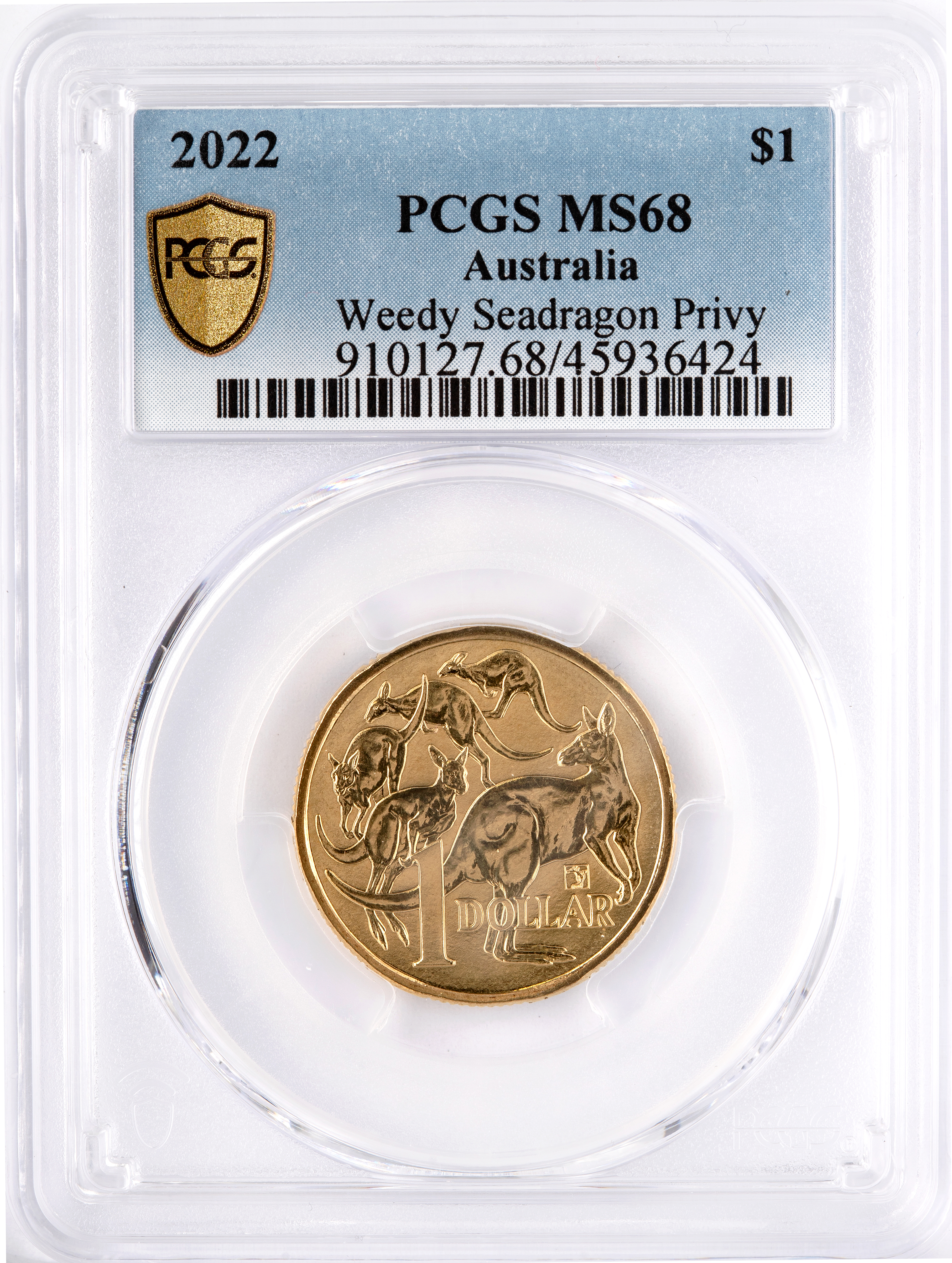 Weedy Seadragon Privy, One Dollar, 2022, PCGS MS68