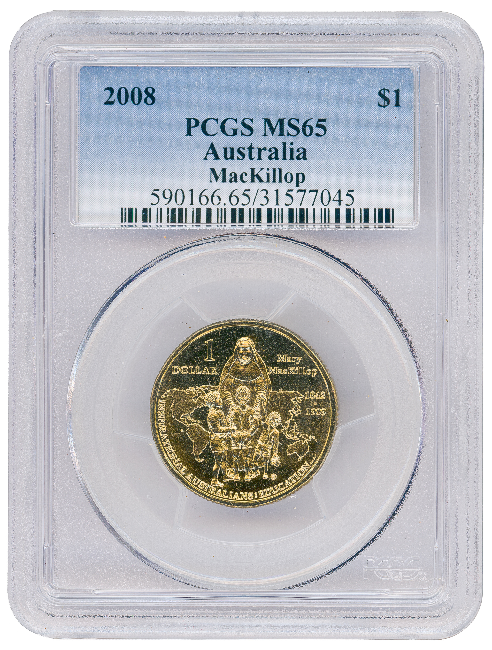 MacKillop, One Dollar, 2008, PCGS MS65