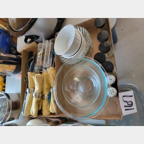 2 Boxes of bowls, electric knife and other items