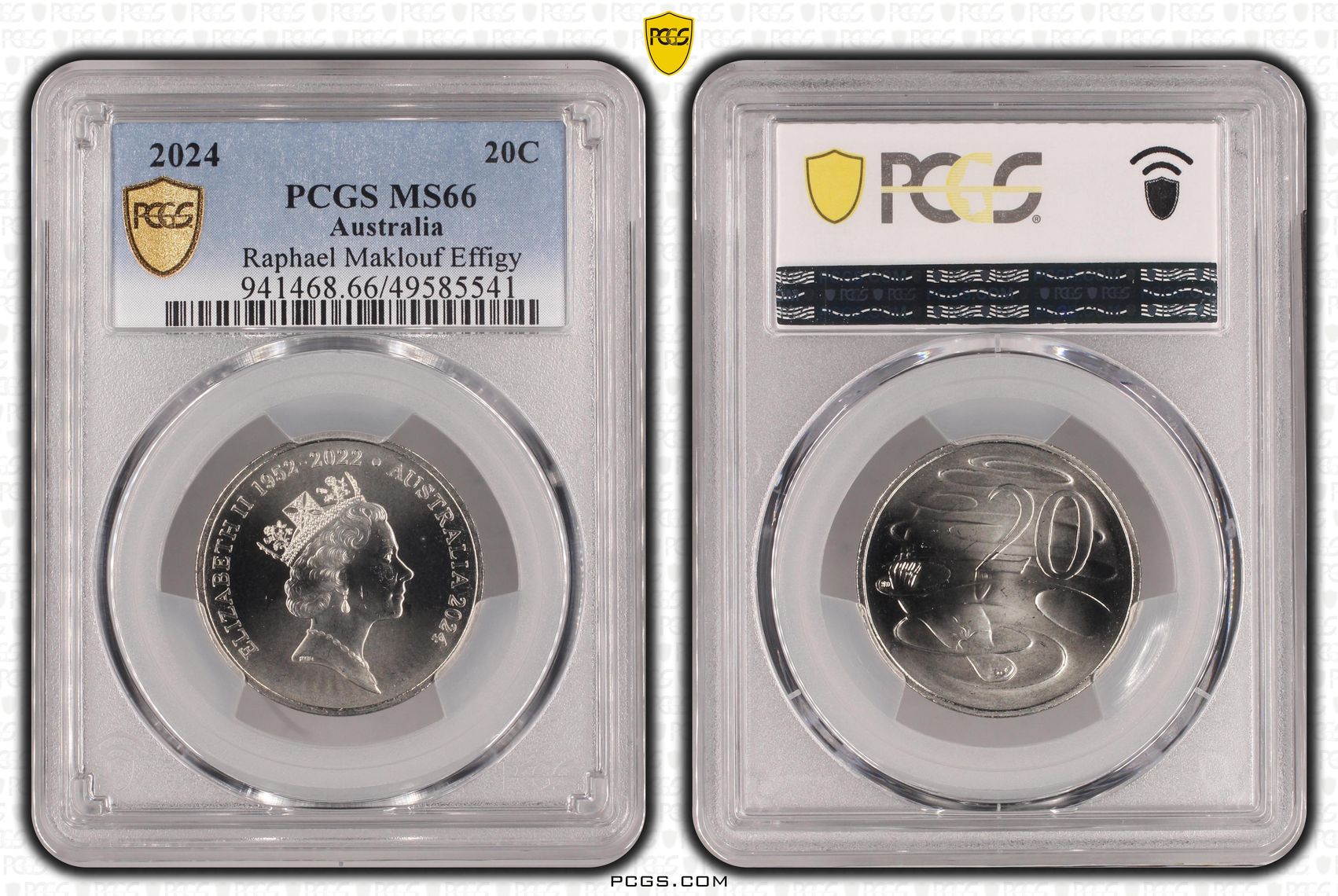 Elizabeth II, Raphael Maklouf Effigy , Twenty Cent, 2024, PCGS MS66