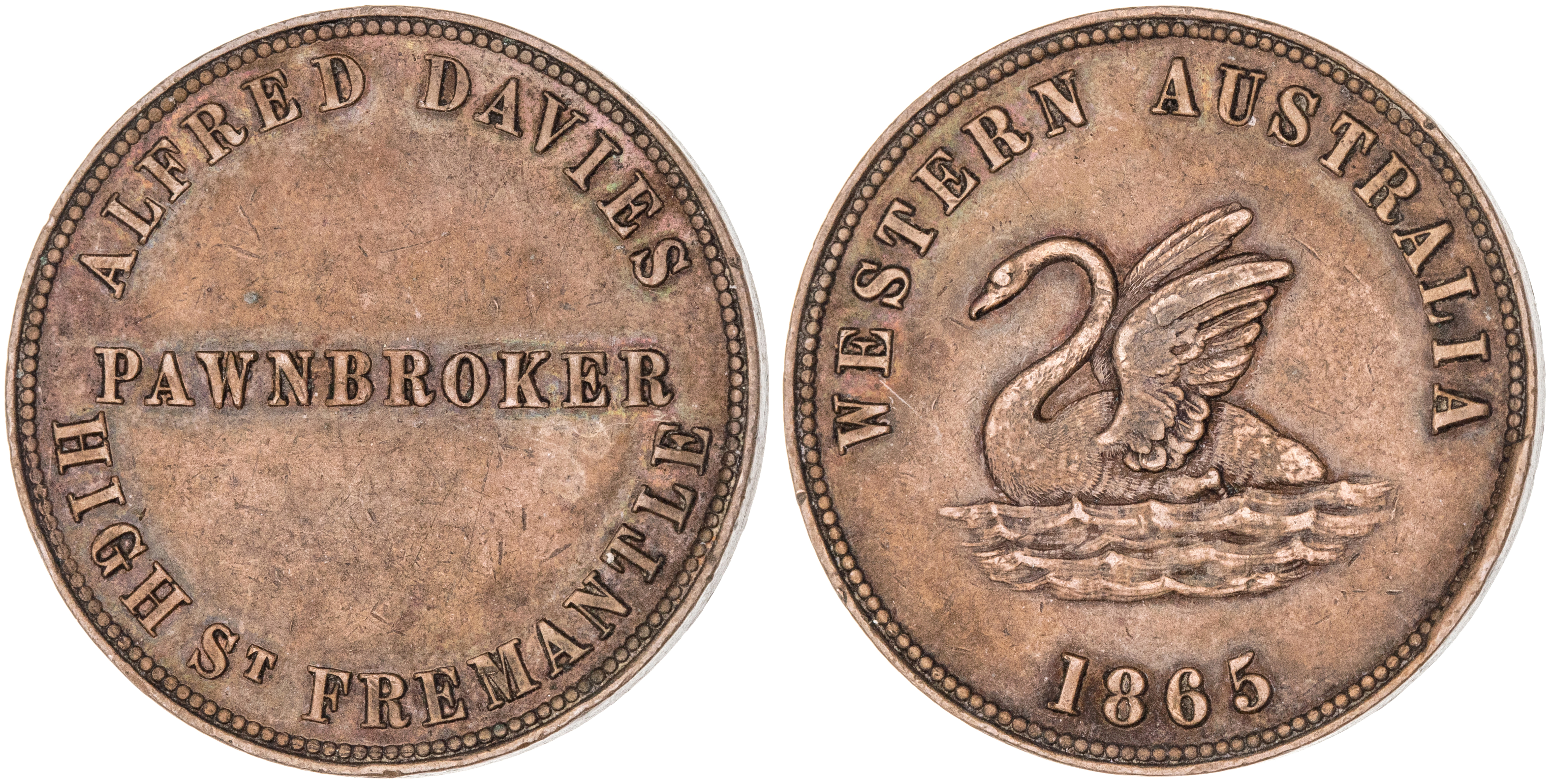 Fremantle, Western Australia, Alfred Davies, Penny, 1865, gVF