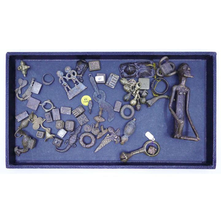 Tray of Ashanti African Bronze Gold Weights etc.