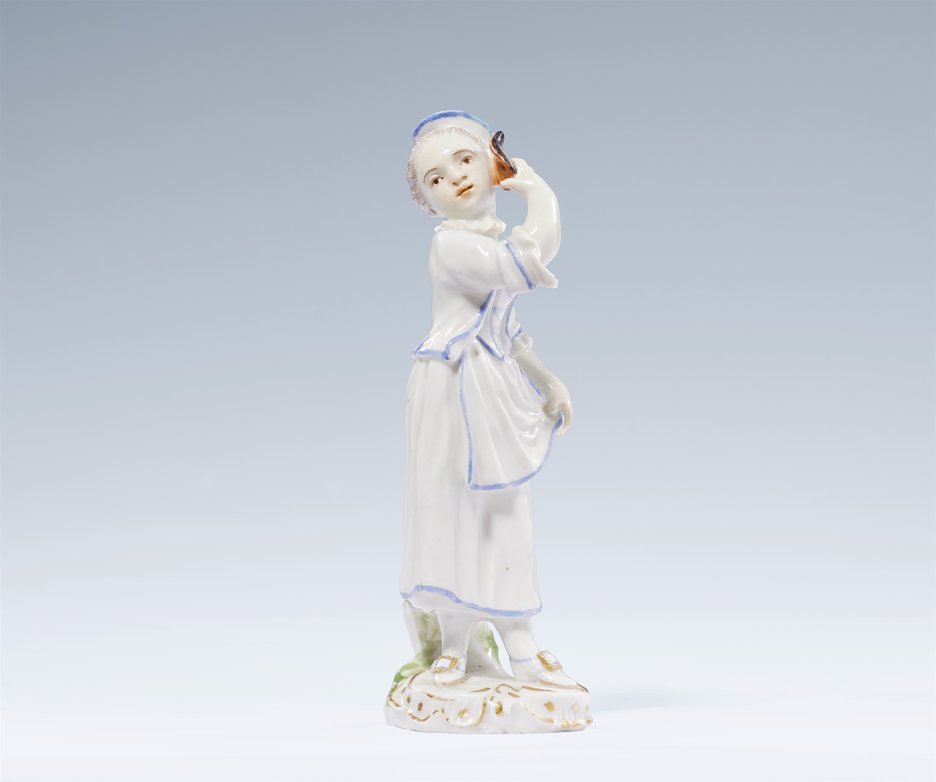 A Ludwigsburg porcelain figure of Pierrette from the children's Commedia dell'arte series by Johann Christoph Haselmeyer