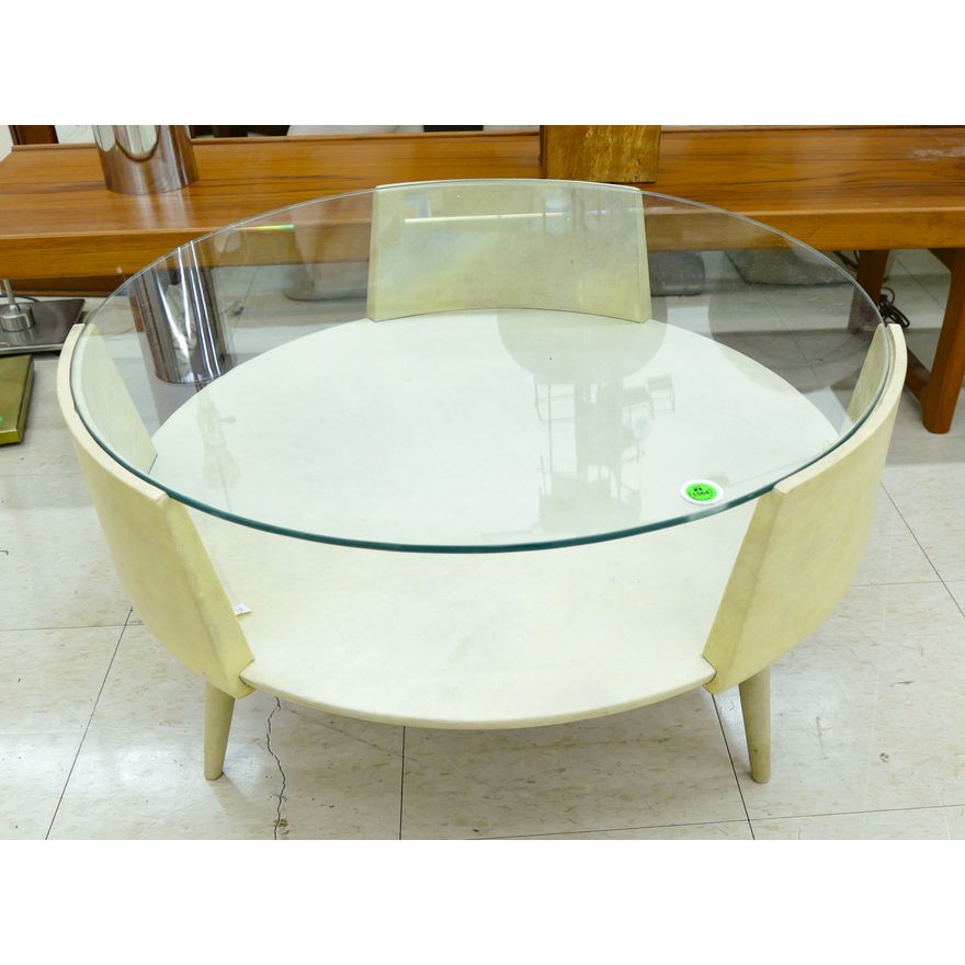 Attributred to Martin Eisler Mid Century Glass Top Coffee Table