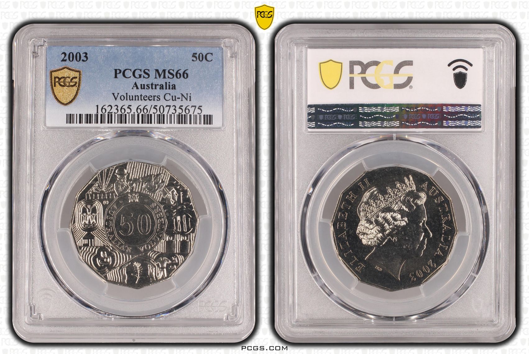 Volunteers Cu-Ni, Fifty Cent, 2003, PCGS MS66