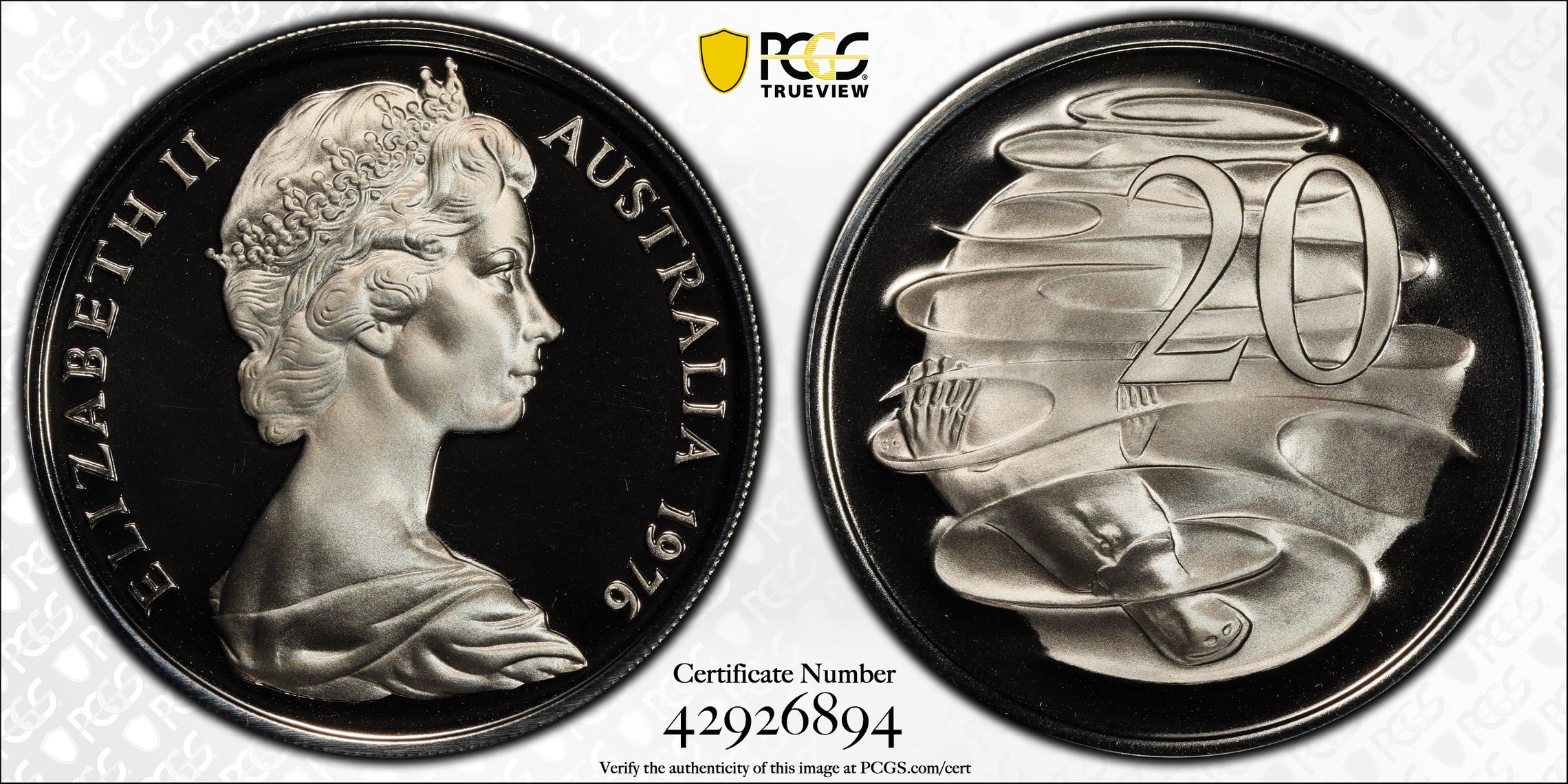 Twenty Cent, 1976, PCGS PR69DCAM