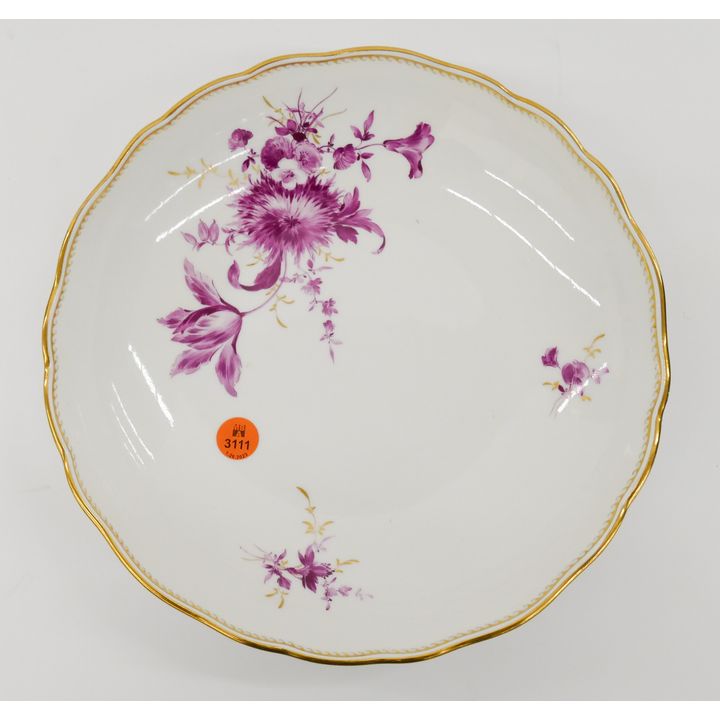 Meissen Pink Flower Porcelain Serving Bowl- 10"