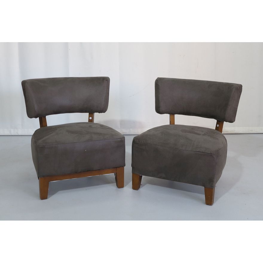 PAIR OF UPHOLSTERED LOW LOUNGE CHAIRS