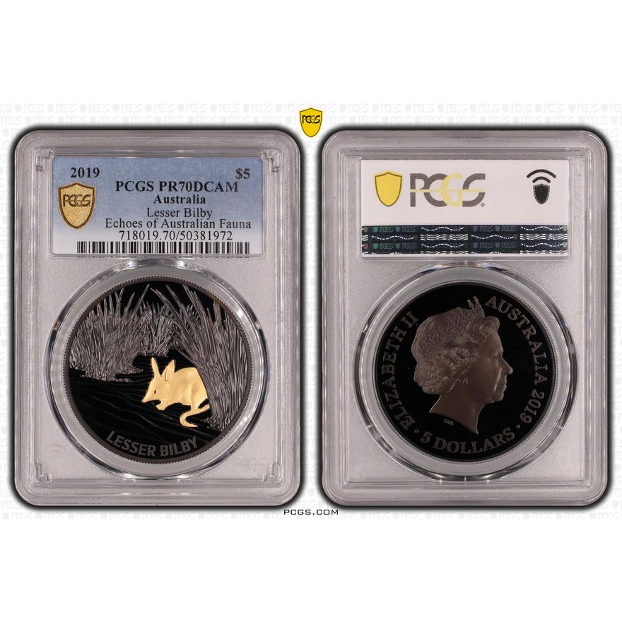 Lesser Bilby - Echoes of Australia, POP 13/0, Five Dollar, 2019, PCGS PR70DCAM